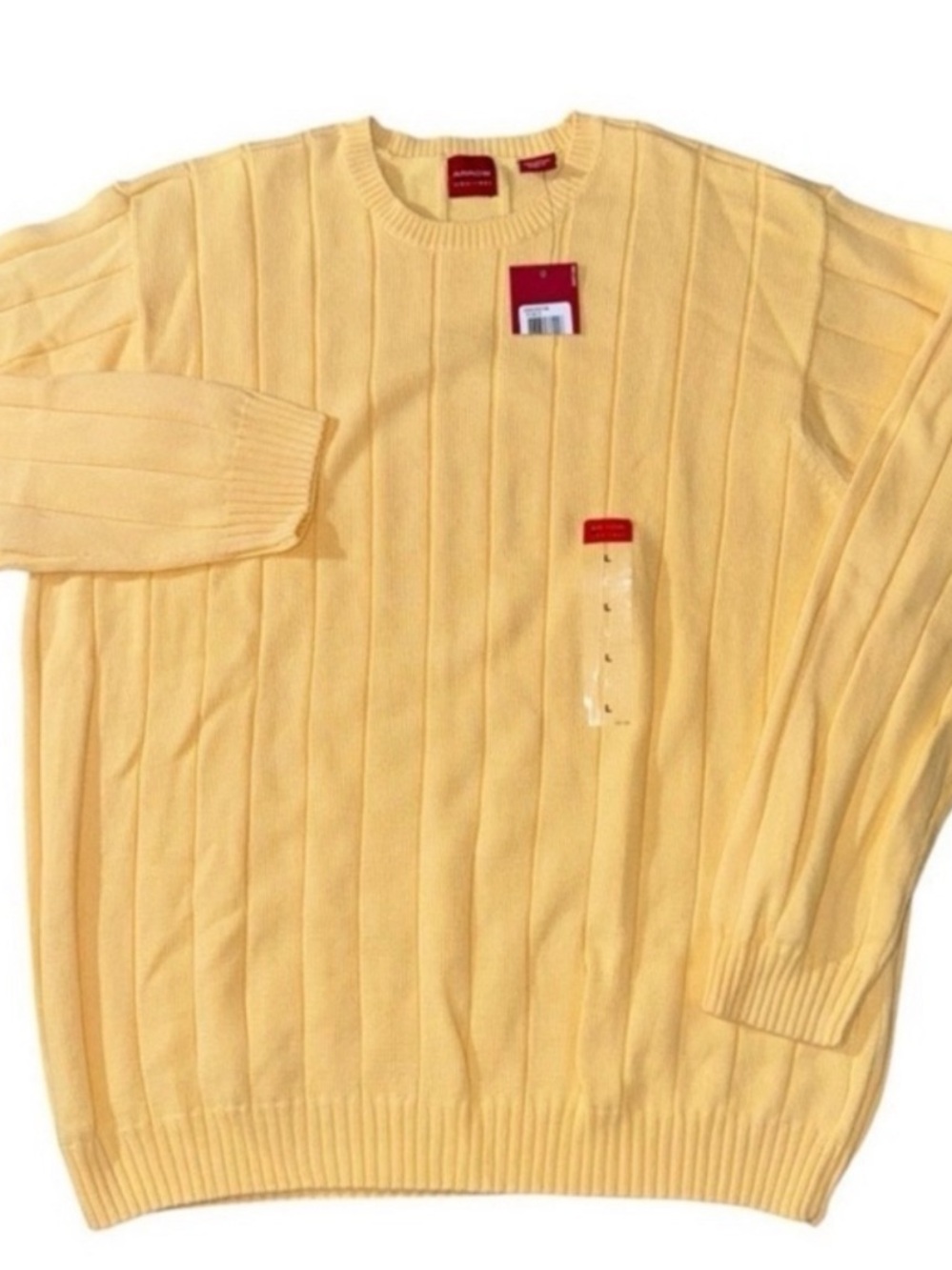 NWT ARROW MENS SIZE LARGE SUNNY YELLOW  CREWNECK PULLOVER CABLE KNIT SWEATER